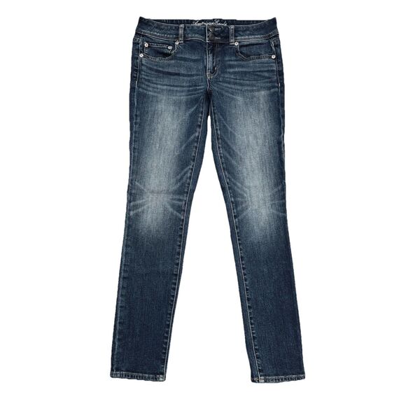 American Eagle Skinny Jeans 6 (29x29) Blue Denim Stretch Low Mid Womens - Picture 2 of 10